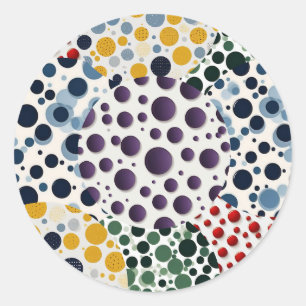 Colorful Polka Dot Quilt Pattern Classic Round Sticker