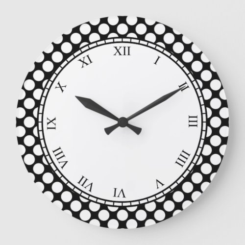 Colorful Polka Dot Roman Digits White on any Color Large Clock
