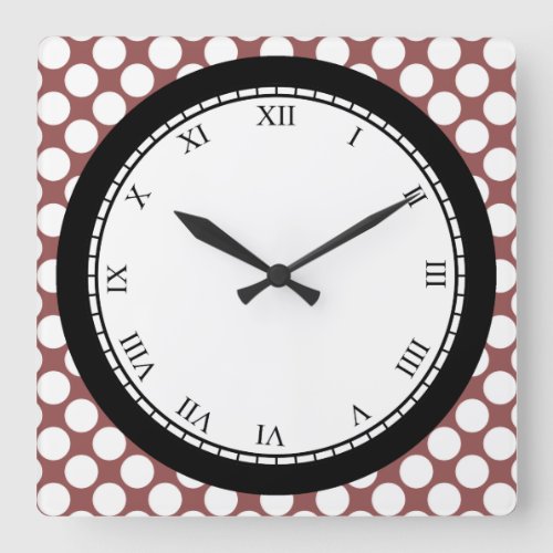 Colorful Polka Dot Roman Digits White on any Color Square Wall Clock