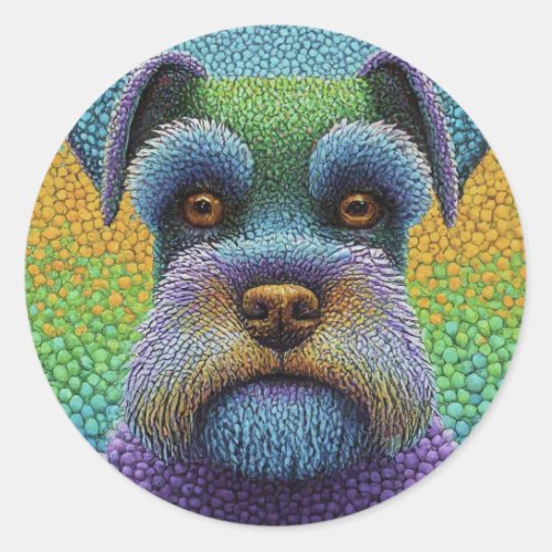 Colorful Polka Dot Schnauzer Puppy Dog Classic Round Sticker