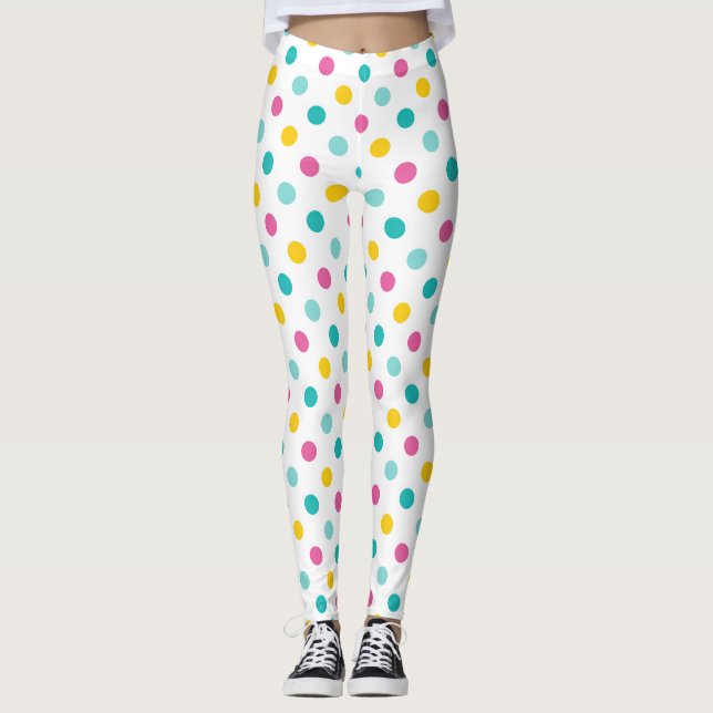 Colorful Polka Dot Seamless Pattern Leggings (Front)