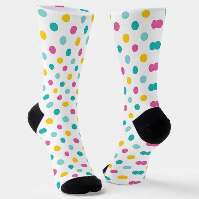 Colorful Polka Dot Seamless Pattern Socks (Angled)