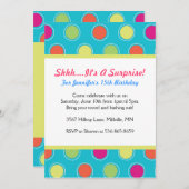Colorful Polka Dot Themed Birthday Party Invites (Front/Back)