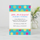 Colorful Polka Dot Themed Birthday Party Invites (Standing Front)