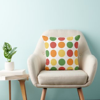 Colorful Polka Dot Throw Pillow