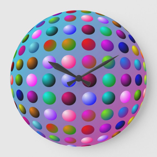 Colorful Polka Dot Wall Clock (Front)
