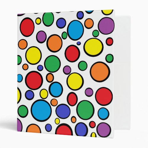 Colorful Polka Dots 3 Ring Binder