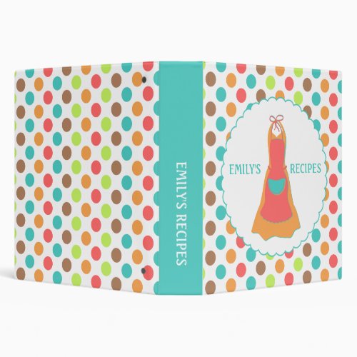 Colorful Polka Dots and Apron Recipe Binder