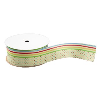 Colorful Polka Dots And Stripes Grosgrain Ribbon by OneStopGiftShop at Zazzle