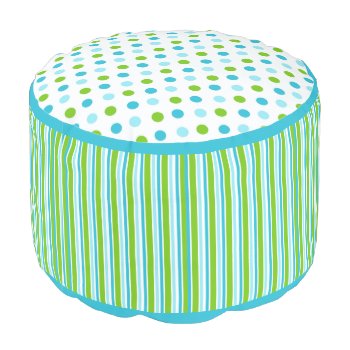 Colorful Polka Dots And Stripes Pouf Seat by Hannahscloset at Zazzle