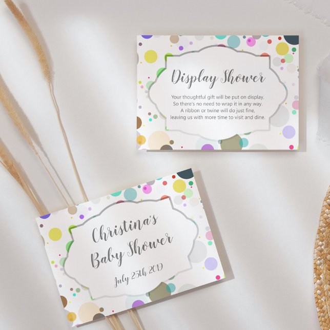 Colorful Polka Dots Baby "Display Shower" Info Enclosure Card (Creator Uploaded)