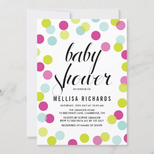 Colorful Polka Dots Baby Shower Invitation