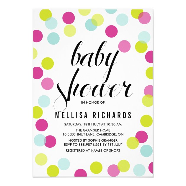 Colorful Polka Dots Baby Shower Invitation