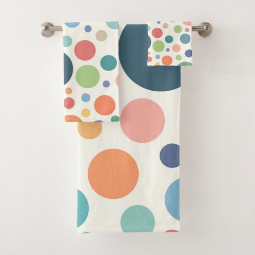 Colorful Polka Dots Bath Towel Set