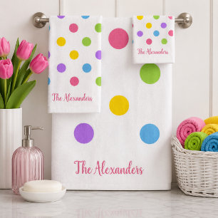 Colorful Polka Dots Bath Towel Set