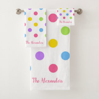 Colorful Polka Dots Bath Towel Set