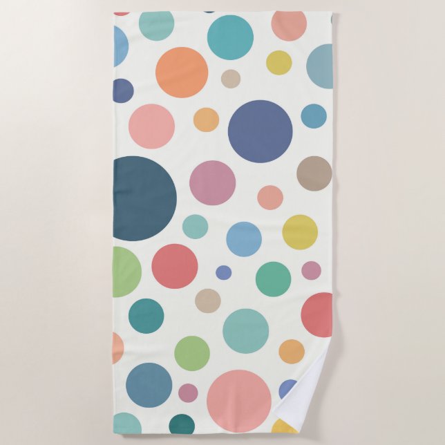 Colorful Polka Dots Beach Towel (Front)