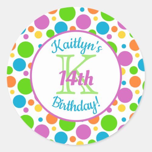 Colorful Polka Dots  Birthday Party Classic Round Sticker