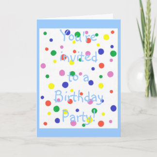 Colorful Polka Dots Birthday Party Invitation Card