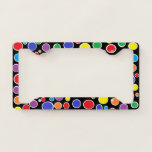 Colorful Polka Dots Black License Plate Frame