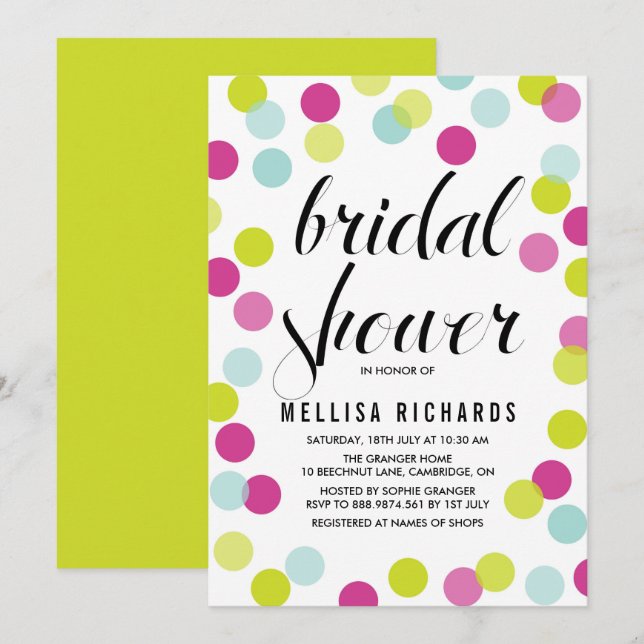 Colorful Polka Dots Bridal Shower Invitation (Front/Back)