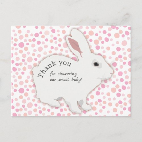 Colorful Polka Dots Bunny Baby Shower Thank You Postcard