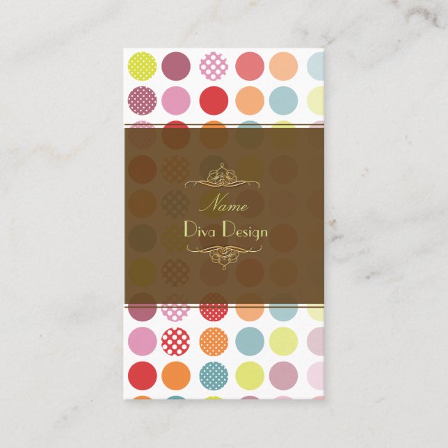 Colorful Polka dots Business Card (Front)