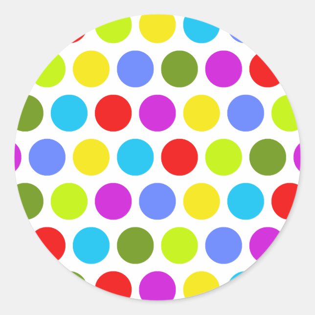 Colorful Polka Dots Classic Round Sticker (Front)