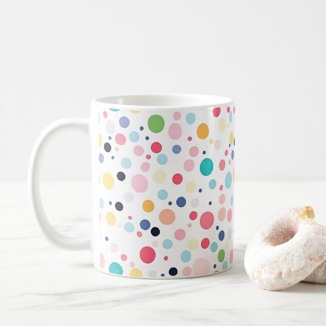 Colorful Polka Dots Coffee Mug (With Donut)