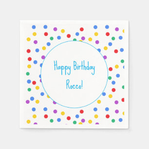 Colorful Polka Dots Confetti Kids Birthday Party Napkins