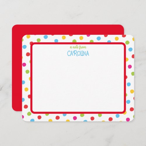 Colorful Polka Dots Cute Girly Note Card