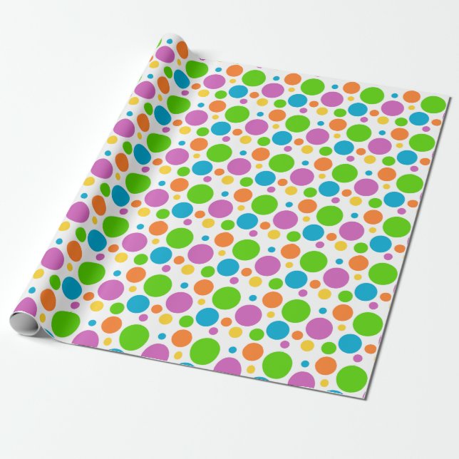Colorful Polka Dots Gift Wrapping Paper (Unrolled)