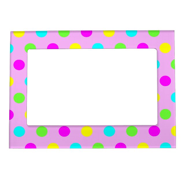 Colorful Polka Dots Girly Pattern Magnetic Frame (Front)