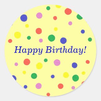 Colorful Polka Dots Happy Birthday Stickers
