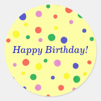 Colorful Polka Dots Happy Birthday Stickers