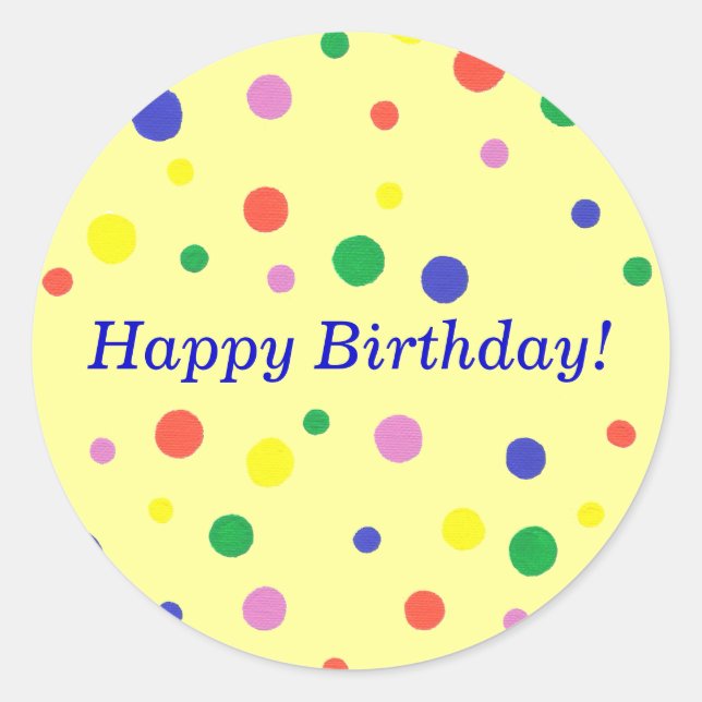 Colorful Polka Dots Happy Birthday Stickers (Front)