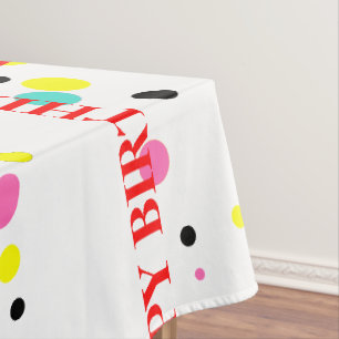 Colorful Polka Dots Happy Birthday Tablecloth