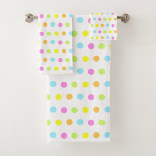 Colorful Polka Dots in Pastel Colors Bath Towel Set