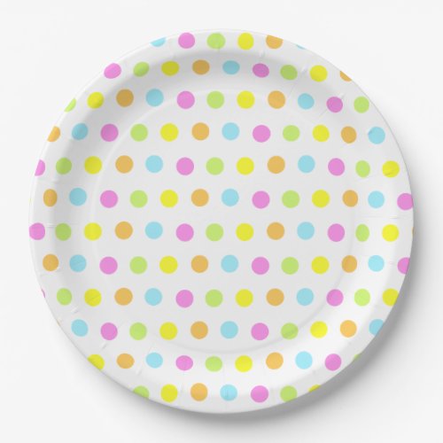 Colorful Polka Dots in Pastel Colors Paper Plates
