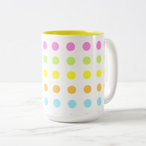 Colorful Polka Dots in Pastel Colors Two_Tone Coffee Mug