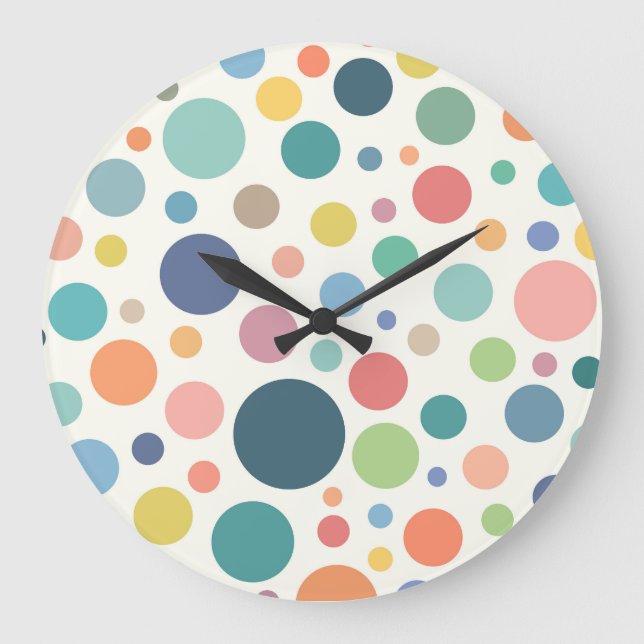 Colorful Polka Dots Large Clock (Front)