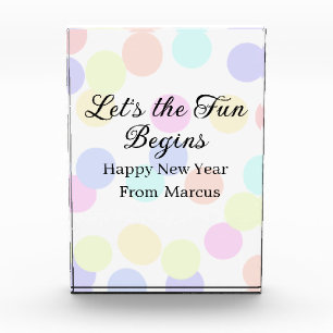 Colorful polka dots let's the fun begins new year acrylic award