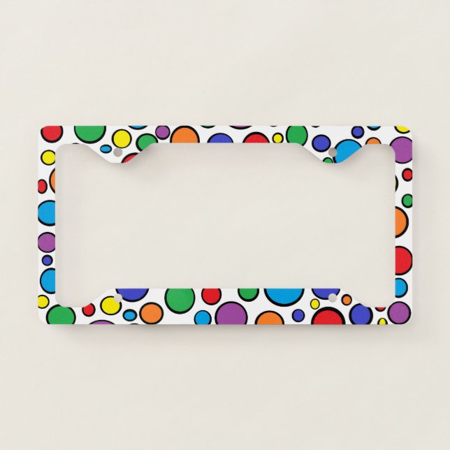 Colorful Polka Dots License Plate Frame (Front)