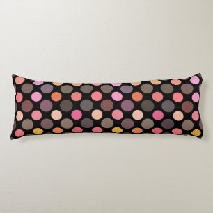 colorful polka dots on black body pillow