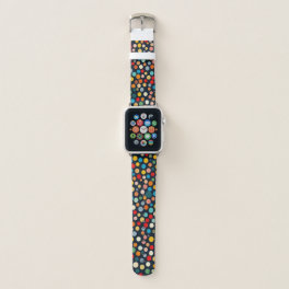 Colorful Polka Dots on Dark Background Apple Watch Band