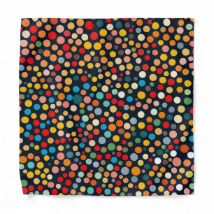 Colorful Polka Dots on Dark Background Bandana