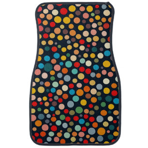 Colorful Polka Dots on Dark Background Car Floor Mat