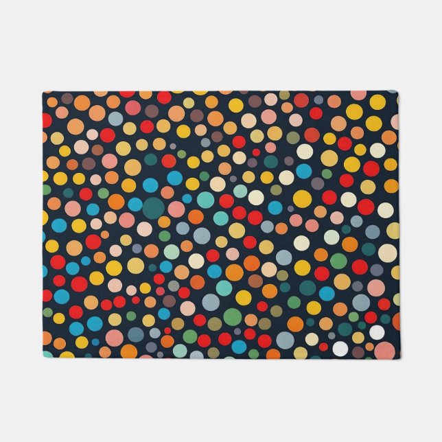 Colorful Polka Dots on Dark Background Doormat (Front)