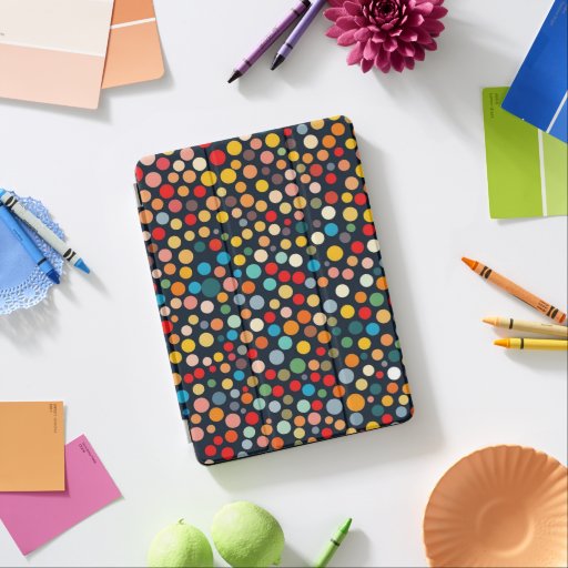 Colorful Polka Dots on Dark Background iPad Air Cover
