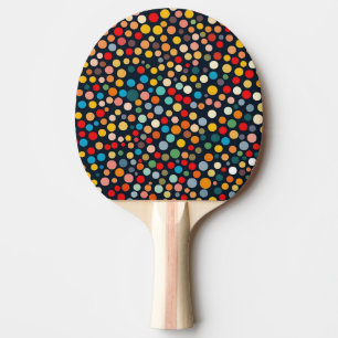 Colorful Polka Dots on Dark Background Ping Pong Paddle